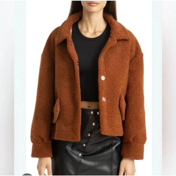 Blank NYC Bonded Faux Shearling Jacket Sz S Tough Cookie Oversized Teddy Coat - Picture 2 of 7